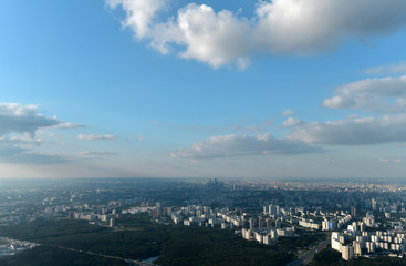 View of Moscow from great height. Russia
