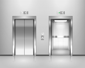 Set of isolated elevator opened and closed door © Elegant Solution