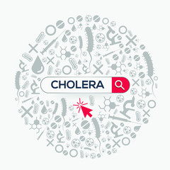 (cholera) Word written in search bar,Vector illustration .