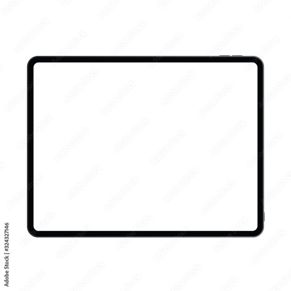 Poster new version of realistic premium pro tablet pad in trendy thin frame design horizontal orientation v