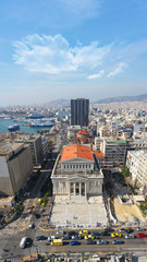 Aerial drone photo of famous landmark Piraeus municipal theatre, Attica, Greece