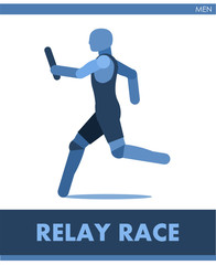 Fototapeta na wymiar Relay race. Men Run. Athletics. Cross-country sports; racing competition. The symbolic image. One of a series. Male. International sports. Vector. Isolated on a white background.