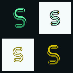 Set of S letter with geometric 3d for your business logo or prints.
