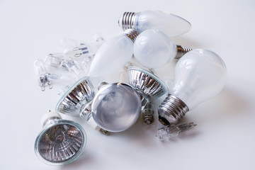 LED light bulbs on white background close up
