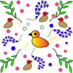 Obraz na płótnie Canvas pattern with bird and flowers