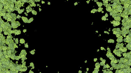 Green clover covering the screen. 3D rendering.