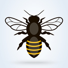 Queen bee and honey bee. Cute bee icon logo vector