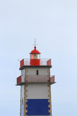 Lighthouse tower. Santa Marta Lighthouse in Cascais, Portugal