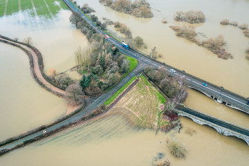 River Severn in Flood at Atcham in Shropshire - 324331756