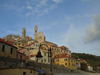 Fototapeta premium Cervo ligure, Italy – 02/13/2020: The village of Cervo on the Italian Riviera in the province of Imperia, Liguria, Italy
