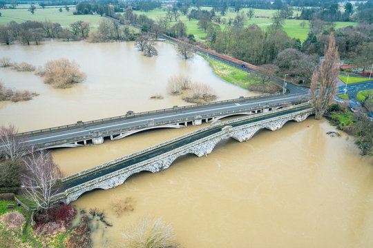 River Severn in Flood at Atcham in Shropshire