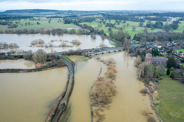 River Severn in Flood at Atcham in Shropshire