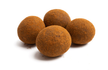 Fototapeta na wymiar chocolate truffle with nut isolated