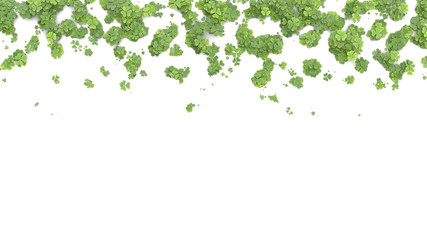 Green clover covering the screen. 3D rendering.