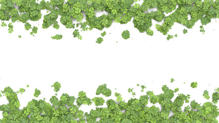 Green clover covering the screen. 3D rendering.