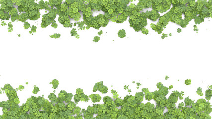 Green clover covering the screen. 3D rendering.