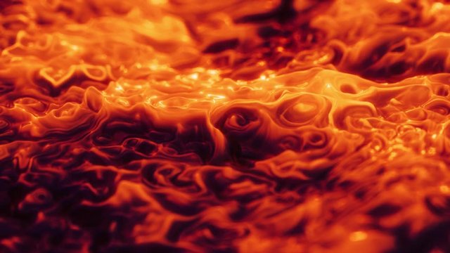 Melting glass, metal or lava, abstract hot fluid, wavy background