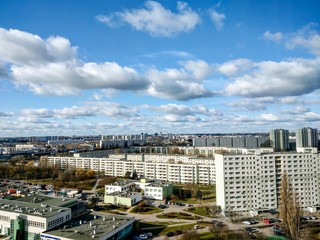 view of the city of Poznań on the river worth a photo was taken from a long distance from the east towards the center and the old city February 2020 © ogikk