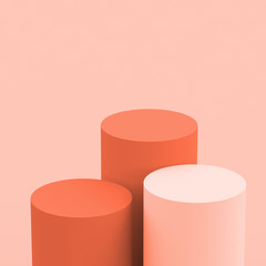 3d orange white cylinder podium minimal studio background. Abstract 3d geometric shape object illustration render. Display for cosmetic perfume fashion product.
