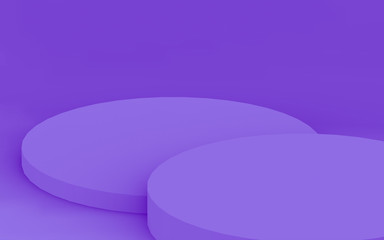 Fototapeta premium 3d purple violet cylinder podium minimal studio background. Abstract 3d geometric shape object illustration render. Display for cosmetic perfume fashion product.