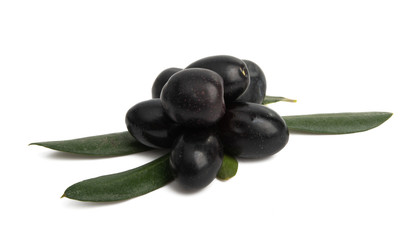 black olives with leaf isolated