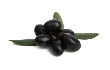 black olives with leaf isolated