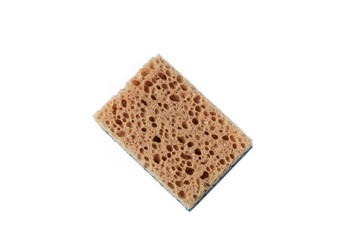 household sponge for washing dishes on a white background