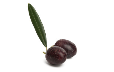 black olives with leaf isolated