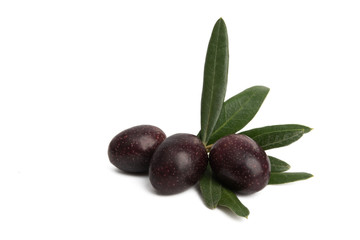 black olives with leaf isolated