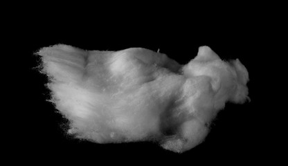 Wadding, absorbent cotton wool isolated on black background
