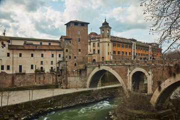 Bridge in the old district in Rome