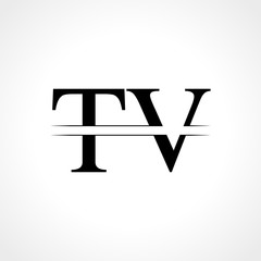 Initial Letter TV Logo Design Vector Template. Linked Typography TV Letter Logo Design