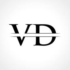 Creative Letter VD Logo Vector Template With Black Color. VD Logo Design
