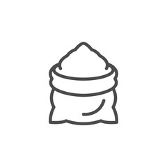 Sack line outline icon and malted flour sign