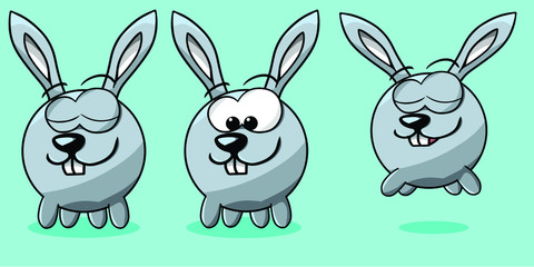 Rabbit Vector illustration standing and jumping on a Blue background