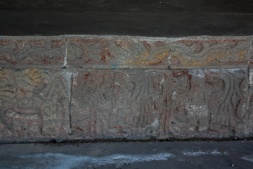 glyphs at the archaeological site Tula, toltec culture concept