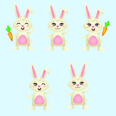 Easter cute bunny rabbit carrot easter egg set