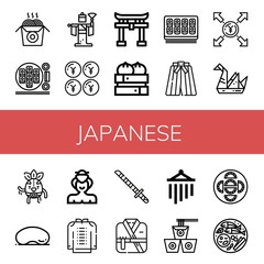 japanese simple icons set