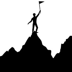 Man silhouette on mountain top