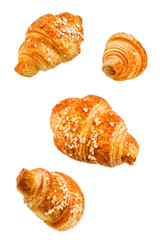 Croissant with nuts on a white isolated background