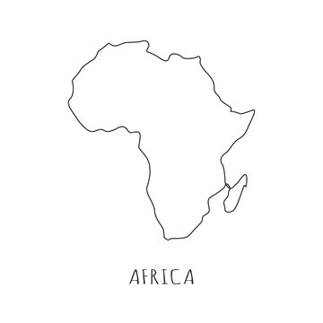 Africa one line drawing on white isolated background. Abstract outline African continent, geographical map. Vector illustration