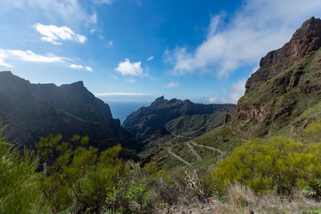 Difficult accessible hidden in mountains and ravines small scenery village Masca, Tenerife, Canary islands, Spain