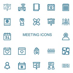 Editable 22 meeting icons for web and mobile