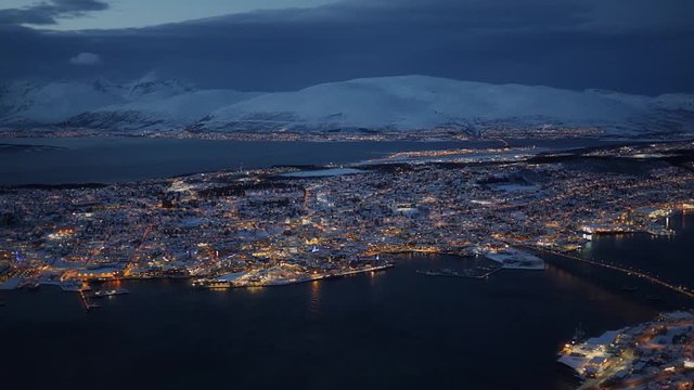 Panorama of Tromso city in the evening, Norway, Arctic