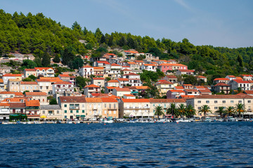 Fototapeta na wymiar Vela Luka, Croatia, view of the town