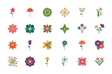 bundle of flowers degradient style icons