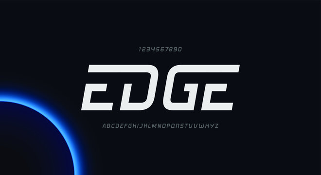 Edge, an abstract sporty technology alphabet font. digital space typography vector illustration design