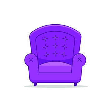 Stylish Purple Armchair Isolated On White. Bright Furniture Element.