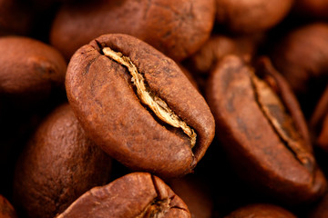 macrophotography of coffee beans, the Texture of coffee beans.