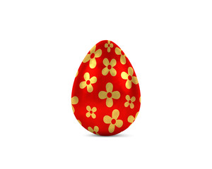 easter egg - red and golden flowers